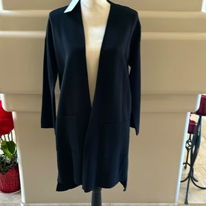 Eileen Fisher Black Silk/Organic Cotton Long Cardigan. Size XS. NWT
